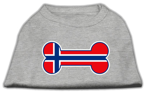 Bone Shaped Norway Flag Screen Print Shirts Grey XL (16)