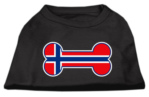 Bone Shaped Norway Flag Screen Print Shirts Black XS (8)