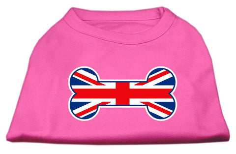 Bone Shaped United Kingdom (Union Jack) Flag Screen Print Shirts Bright Pink S (10)