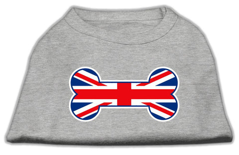 Bone Shaped United Kingdom (Union Jack) Flag Screen Print Shirts Grey XL (16)