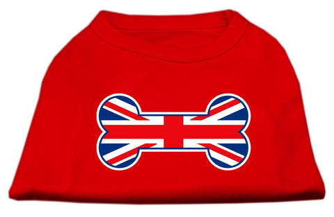 Bone Shaped United Kingdom (Union Jack) Flag Screen Print Shirts Red XL (16)