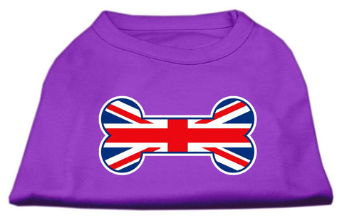 Bone Shaped United Kingdom (Union Jack) Flag Screen Print Shirts Purple XS (8)