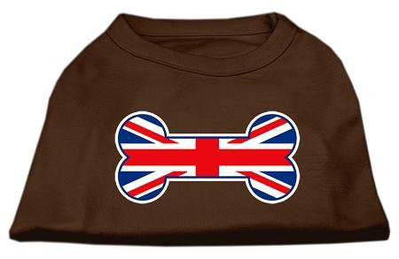 Bone Shaped United Kingdom (Union Jack) Flag Screen Print Shirts Brown XXL (18)