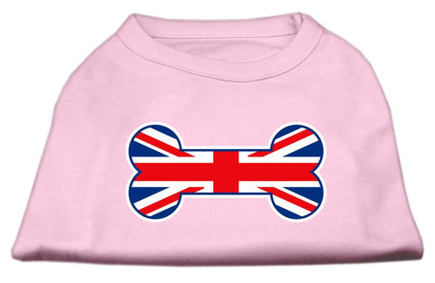 Bone Shaped United Kingdom (Union Jack) Flag Screen Print Shirts Light Pink XXL (18)