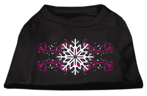 Pink Snowflake Swirls Screenprint Shirts Black M (12)