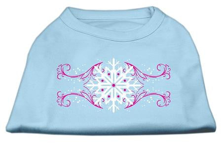 Pink Snowflake Swirls Screenprint Shirts Baby Blue XXL (18)