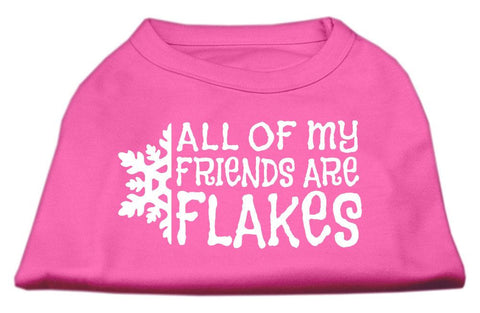 All my friends are Flakes Screen Print Shirt Bright Pink L (14)