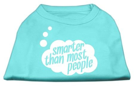 Smarter then Most People Screen Printed Dog Shirt   Aqua Lg (14)