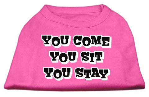 You Come, You Sit, You Stay Screen Print Shirts Bright Pink XL (16)