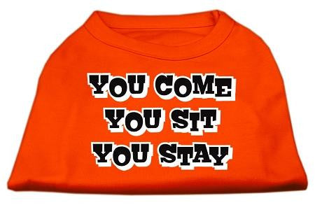 You Come, You Sit, You Stay Screen Print Shirts Orange XXL (18)