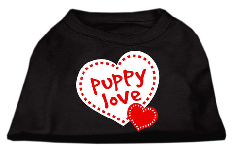 Puppy Love Screen Print Shirt Black  XS (8)