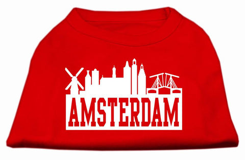 Amsterdam Skyline Screen Print Shirt Red Med (12)