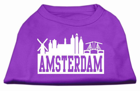 Amsterdam Skyline Screen Print Shirt Purple XXL (18)