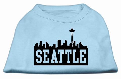 Seattle Skyline Screen Print Shirt Baby Blue XL (16)