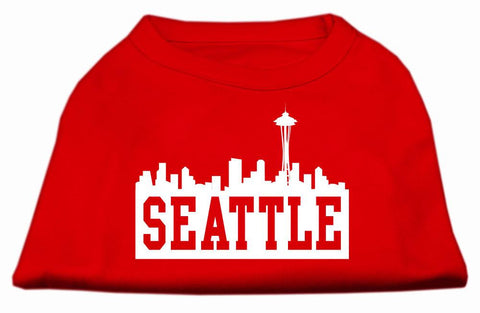 Seattle Skyline Screen Print Shirt Red XS (8)