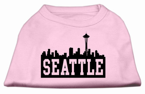 Seattle Skyline Screen Print Shirt Light Pink XXL (18)