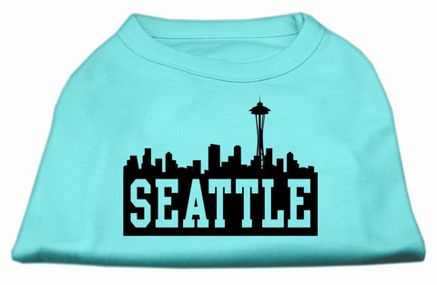 Seattle Skyline Screen Print Shirt Aqua XXXL (20)