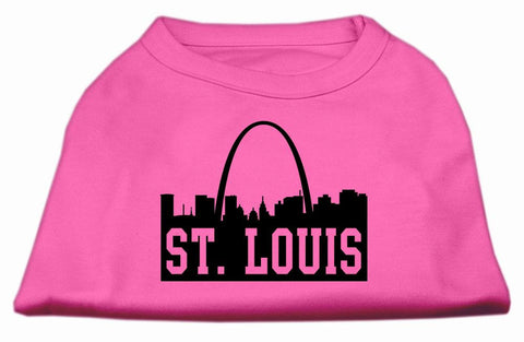 St Louis Skyline Screen Print Shirt Bright Pink Med (12)