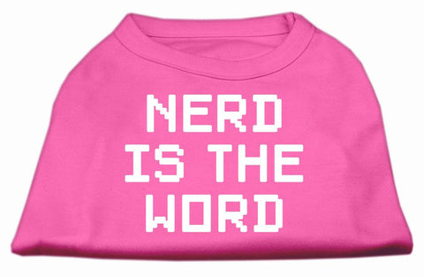 Nerd is the Word Screen Print Shirt Bright Pink S (10)