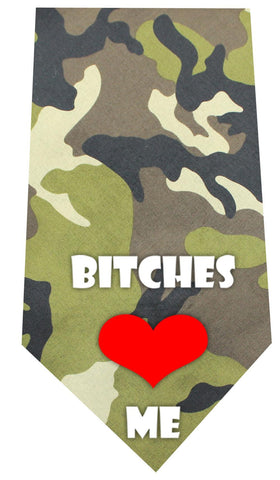 Bitches Love Me Screen Print Bandana Green Camo