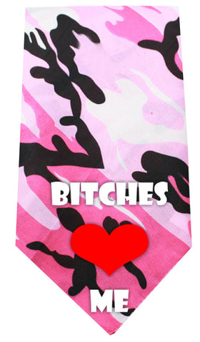 Bitches Love Me Screen Print Bandana Pink Camo