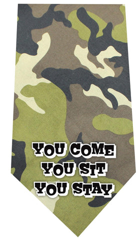 You come sit stay Screen Print Bandana Green Camo