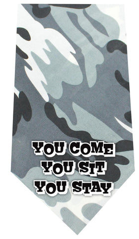 You come sit stay Screen Print Bandana Grey Camo