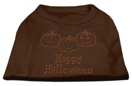 Happy Halloween Rhinestone Shirts Brown Med (12)