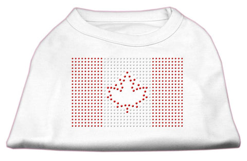 Canadian Flag Rhinestone Shirts White XS (8)