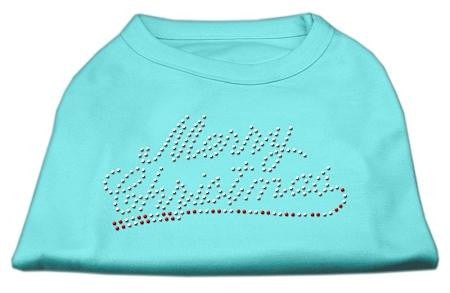 Merry Christmas Rhinestone Shirt Aqua M (12)