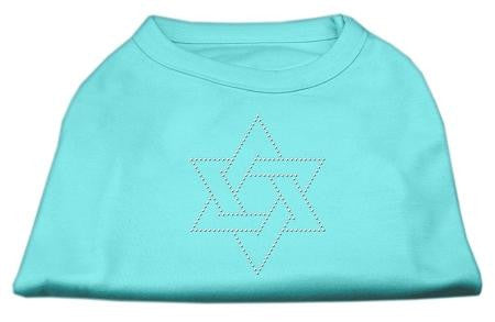 Star of David Rhinestone Shirt   Aqua M (12)