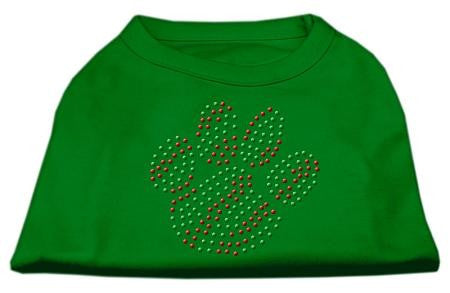 Holiday Paw Rhinestone Shirts Emerald Green XS (8)