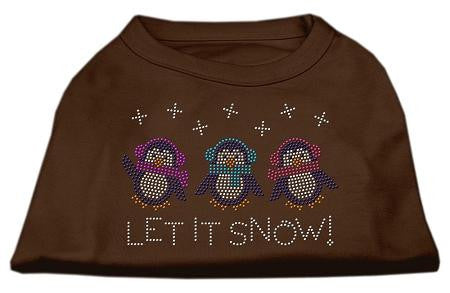 Let It Snow Penguins Rhinestone Shirt Brown Med (12)