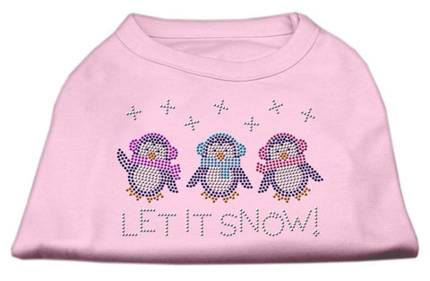 Let It Snow Penguins Rhinestone Shirt Light Pink XXL (18)