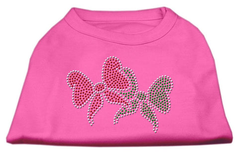Christmas Bows Rhinestone Shirt Bright Pink XS (8)