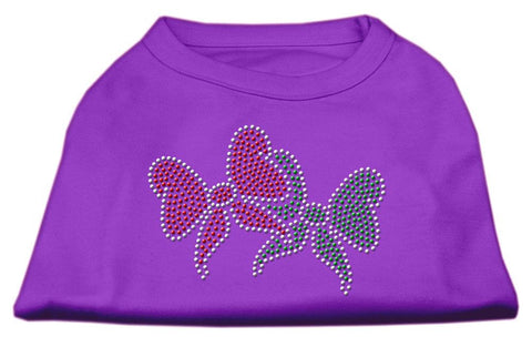 Christmas Bows Rhinestone Shirt Purple XS (8)