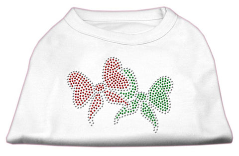 Christmas Bows Rhinestone Shirt White XS (8)