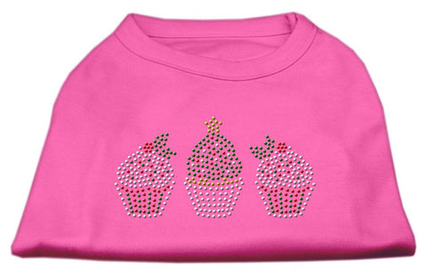 Christmas Cupcakes Rhinestone Shirt Bright Pink S (10)
