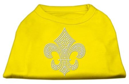 Silver Fleur de Lis Rhinestone Shirts Yellow Sm (10)