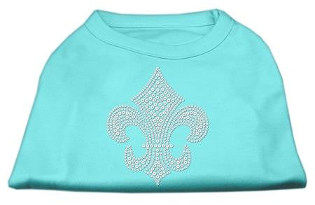 Silver Fleur de lis Rhinestone Shirts Aqua XL (16)