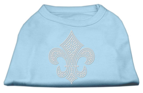 Silver Fleur de lis Rhinestone Shirts Baby Blue XXL (18)