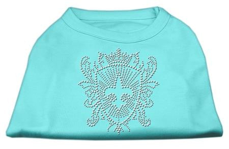 Rhinestone Fleur De Lis Shield Shirts Aqua XS (8)