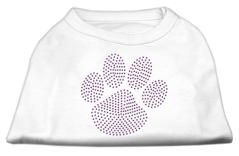 Purple Paw Rhinestud Shirts White S (10)