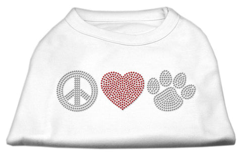 Peace Love and Paw Rhinestone Shirt White L (14)