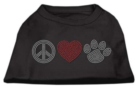 Peace Love and Paw Rhinestone Shirt Black XXL (18)