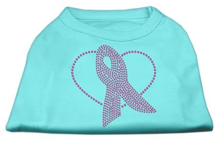 Pink Ribbon Rhinestone Shirts Aqua L (14)