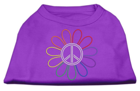 Rhinestone Rainbow Flower Peace Sign Shirts Purple XXL (18)