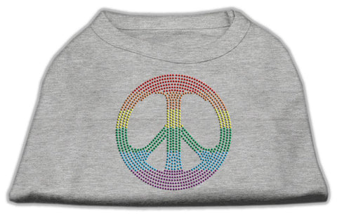 Rhinestone Rainbow Peace Sign Shirts Grey S (10)