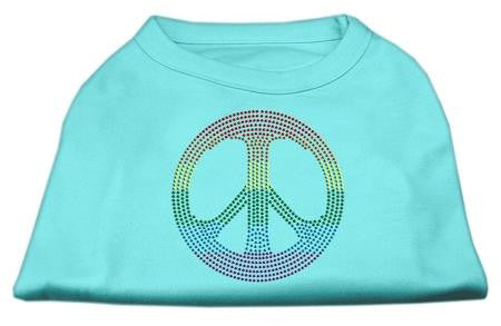 Rhinestone Rainbow Peace Sign Shirts Aqua XL (16)