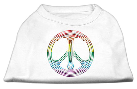 Rhinestone Rainbow Peace Sign Shirts White XS (8)